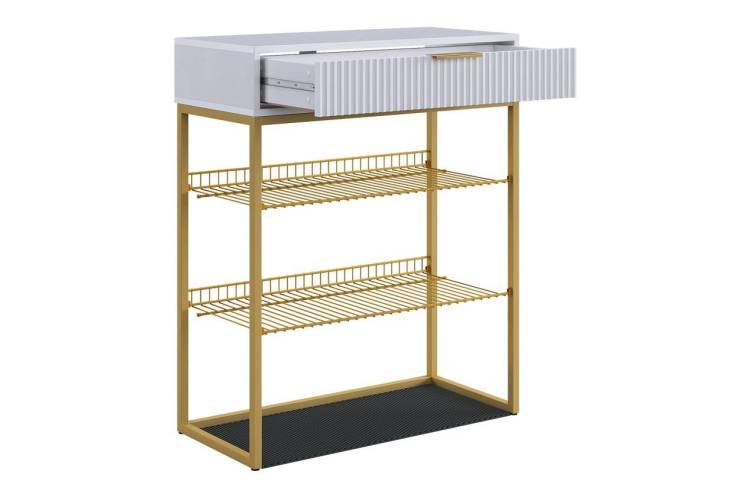 Обувница Mebelson Вельвет 173128.3326 белое дерево/белый матовый/золото