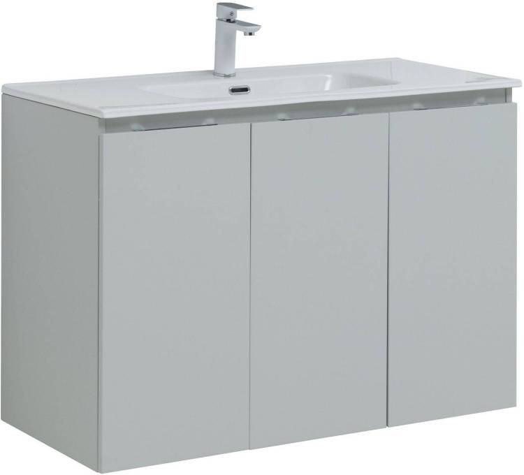 Тумба под раковину Aquanet Алвита New 100 277532 3 дверцы, серый