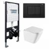 Унитаз с инсталляцией Abber Rechteck AC1219TC-AC0105-AC0120MB безободковый, сиденье микролифт, кнопка черная матовая