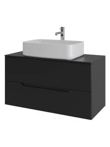 Тумба с раковиной Orange Line Li-100TubMDF+B07-600W черная матовая, 100 см