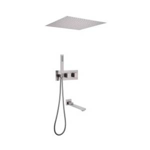 Душевая система Abber Daheim AF8254SP сатин, встраиваемая, с термостатом, с изливом