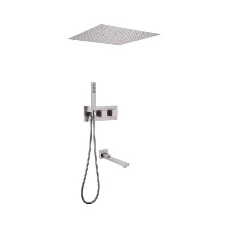 Душевая система Abber Daheim AF8254SP сатин, встраиваемая, с термостатом, с изливом
