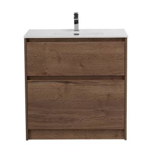 Тумба с раковиной Belbagno Kraft 39 KRAFT39-700/390-2C-PIA-RT 70x39x83 Rovere Tabacco напольная с фрезерованными ручками по всей длине фасада с двумя выкатными ящиками