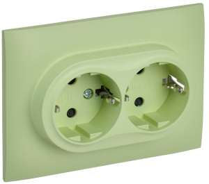 Розетка 2-местная с заземлением и шторками IEK Skandy SK-R24-16-K06-F мятный