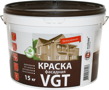 VGT ВД-АК-1180 БЕЛОСНЕЖНАЯ ФАСАДНАЯ краска акриловая, долговечная, матовая (3кг)