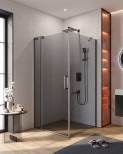 Душевой уголок Cezares SLIDER-AH-1-100-100/110-GRIGIO-GM профиль оружейная сталь, стекло серый, 100x100x195