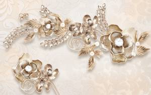 3D Фотообои Artegrafico «Золотые цветы» RH039 акварель