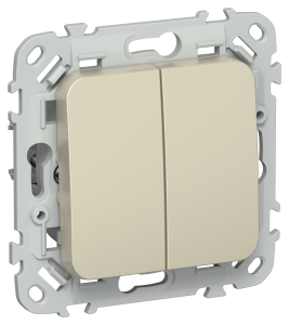 Выключатель 2-клавишный проходной IEK Flite FI-V28-0-10-1-K37 шампань