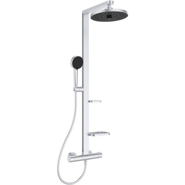 Душевая стойка Ideal Standard Alu+ BD583SI с термостатом, серебряная