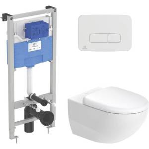 Комплект Унитаз подвесной Duravit Architec 45720900A1 + Инсталляция Ideal Standard ProSys 120P R027767 + Кнопка Oleas R0124AA