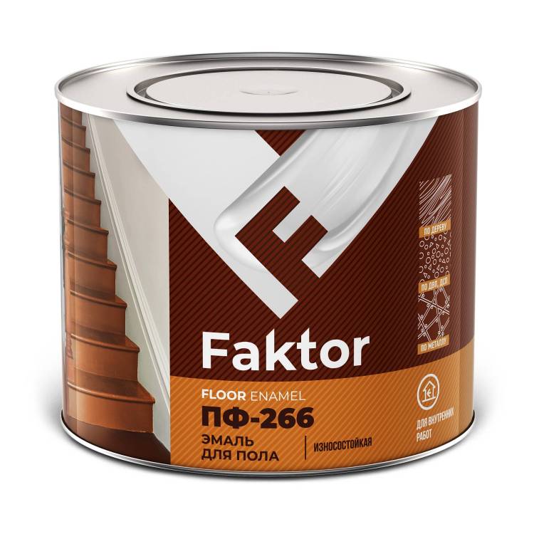 Эмаль для пола износостойкая Faktor Floor Enamel ПФ-266 красно-коричневая 1.9 кг