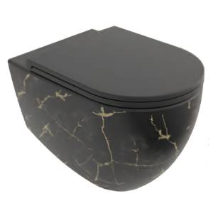 Унитаз подвесной Isvea Infinity 10NF02001-2N-MRM + 40KF0521I-S безободковый, с крышкой-сиденьем микролифт, черный матовый