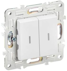 Выключатель 2-клавишный проходной IEK Skandy SK-V22-1-10-K01 арктический белый