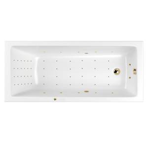 Акриловая ванна WHITECROSS Wave Slim с гидромассажем, форсунки золото, 180x80 