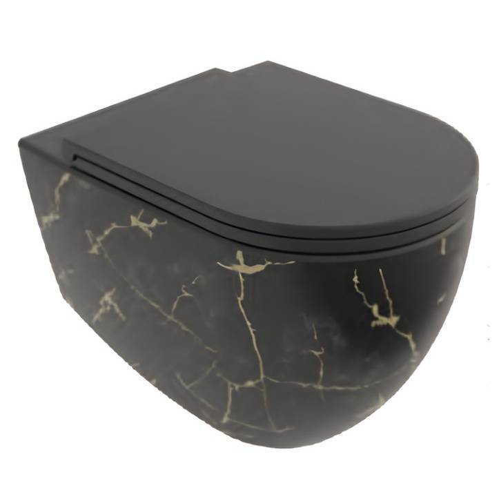 Унитаз подвесной Isvea Infinity 10NF02001-2N-MRM + 40KF0521I-S безободковый, с крышкой-сиденьем микролифт, черный матовый