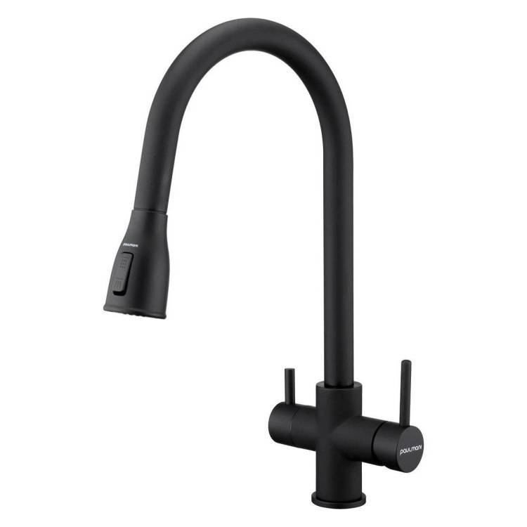 Смеситель для кухни Paulmark Lange La214212-AN с выдвижным изливом, антрацит