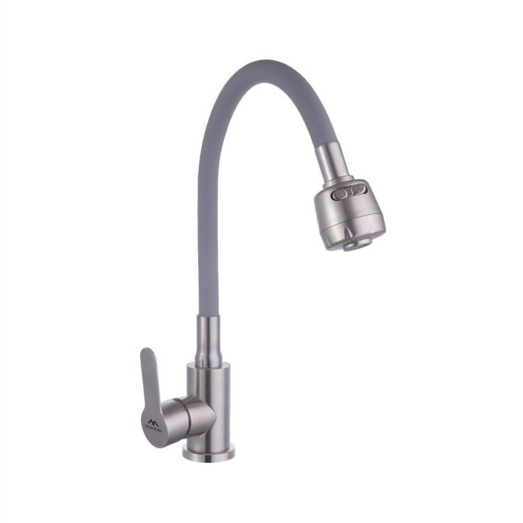 Смеситель для кухни Fashun A54101+N7347 с гибким изливом, серый сатин