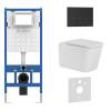 Унитаз с инсталляцией Iberica Blanca Toledo Alto IB001.TLA.231.1604 безободковый, с крышкой-сиденьем микролифт, с черной матовой кнопкой