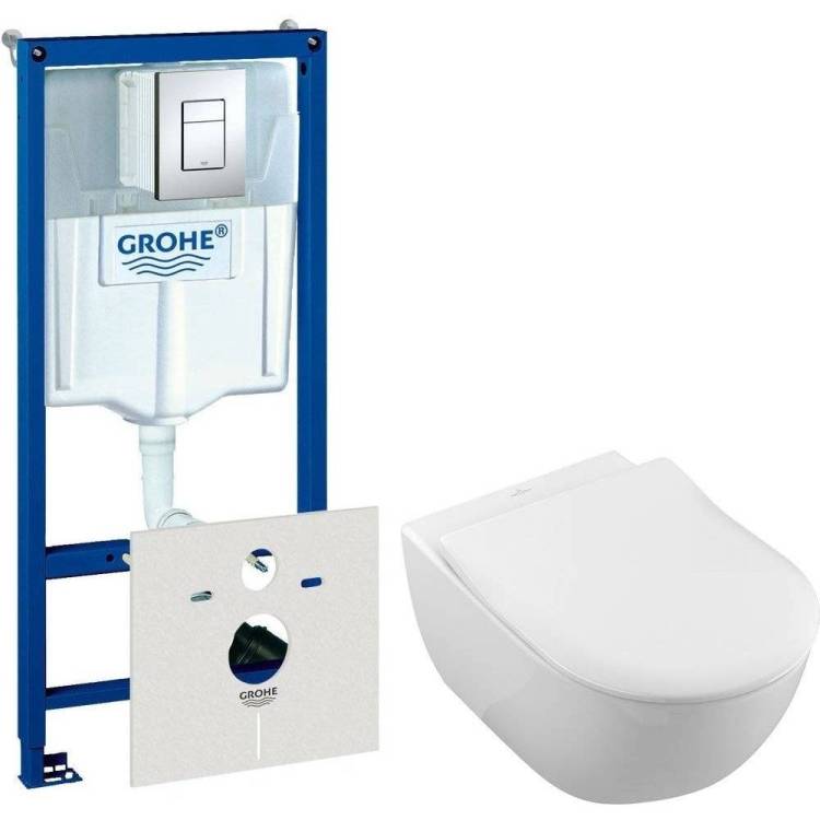Комплект Унитаз подвесной Villeroy&Boch Subway 2.0 5614R201 alpin + Инсталляция Grohe Rapid SL 38775001 4 в 1 с кнопкой