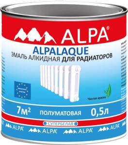 ALPA АЛЬПАЛАК эмаль для радиаторов, белая, полуматовая (0,5л)