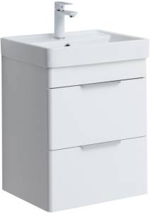 Тумба с раковиной Aquanet Ирис new 00310143 50 белый глянец, 2 ящика