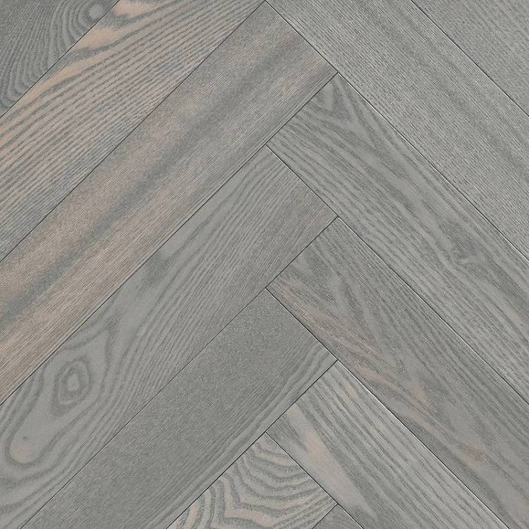 Двухслойная инженерная доска Wood Bee Herringbone Ясень Фог 600x92x12