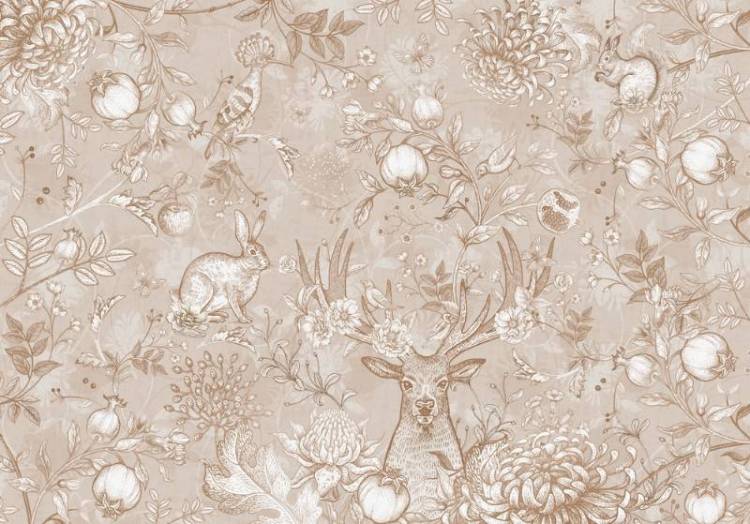 3D Фотообои Artegrafico «Винтажная композиция с животными в бежевых тонах» FN-013 канвас