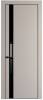 Межкомнатная дверь Profil Doors 18 PE полотно Сэнд, кромка алюминиевая с четырех сторон черная, стеклянная вставка черный лак 700x2000