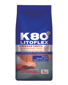 Клей Litokol Litoflex K80 для керамической плитки, керамогранита и камня до 120х90 серый 5 кг