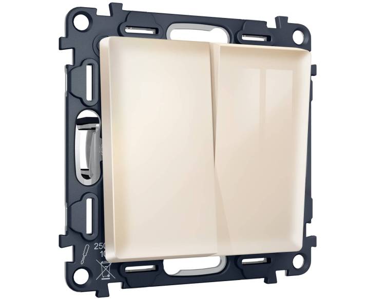 Комплект механизма 2-клавишного перекрестного выключателя Ambrella Volt MA MA303030 бежевый глянец
