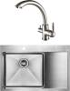 Комплект Paulmark Atlan PM217851-BSL L, брашированная нерж. сталь + Смеситель Paulmark Essen Es213001-NI для кухонной мойки, никель