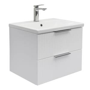 Тумба с раковиной Comforty Лима-60П2 00-00019210 подвесная, белый матовый