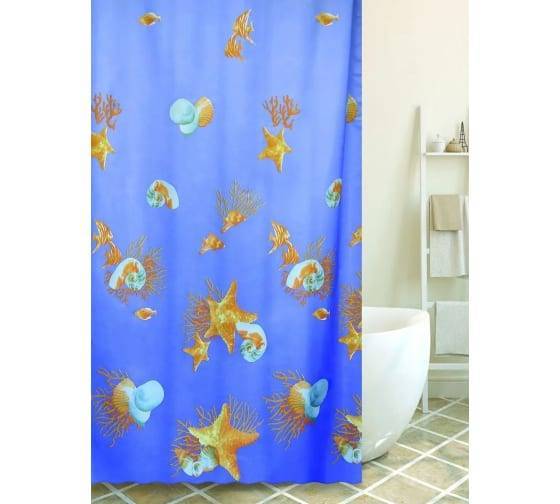Штора для ванной Bath Plus Sea Music 21242/3-P 180x180, голубой