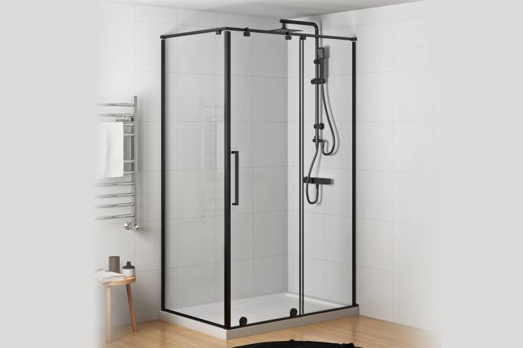 Душевой уголок Royal Bath Bern BERN-S RB8100-T-BL профиль черный, стекло прозрачное, 100x80x195