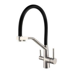 Смеситель для кухни ESKO K25 B под фильтр, с гибким изливом, черный