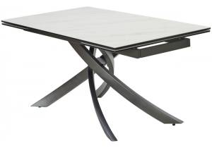 Стол Woodville Estebio 593890 kl-99 итальянская керамика белый мрамор матовый/серый металлик 160(240)x90x76