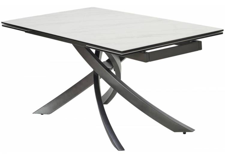 Стол Woodville Estebio 593890 kl-99 итальянская керамика белый мрамор матовый/серый металлик 160(240)x90x76