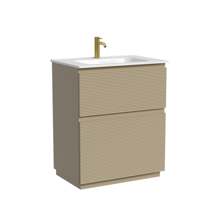 Тумба с раковиной Sancos Folk Floor напольная, 70x45x87, c двумя ящиками оснащенными доводчиками, Капучино