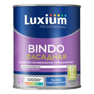 Краска для минеральных поверхностей Luxium Bindo Фасадная глубокоматовая база ВW 1 л