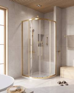 Душевой уголок Cezares Relax RELAX-304-R-2-100-C-BORO профиль брашированное золото, стекло прозрачное, 100x100x200
