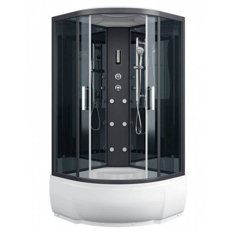 Душевая кабина Erlit ER5710TP-C24-RUS профиль черный, стекло тонированное, 100x100x215
