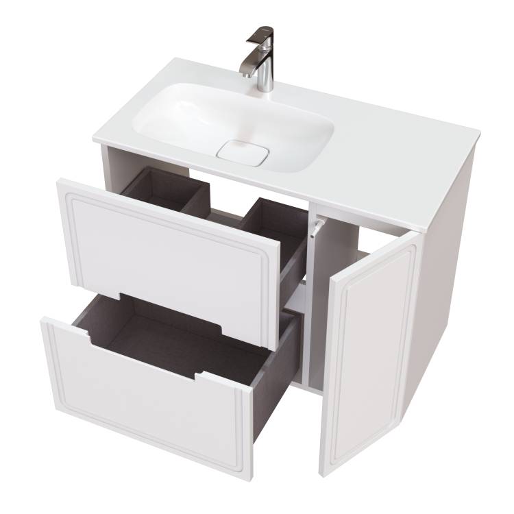 Тумба с раковиной Taliente Olejo TA-MBO-90PR(L)-blanco белая, 90 см