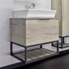 Тумба с раковиной Comforty Порто-60 00-00011395 дуб дымчатый с белой столешницей c раковиной Comforty 9055RA-50