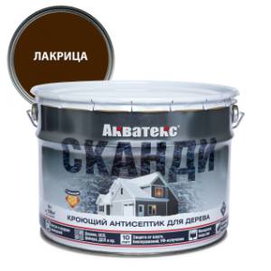 Антисептик для древесины кроющий акриловый Акватекс Сканди полуматовый, лакрица 9 л