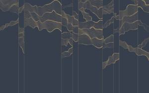 3D Фотообои Artegrafico «Золотая геометрия линий на синем» LST-022 акварель