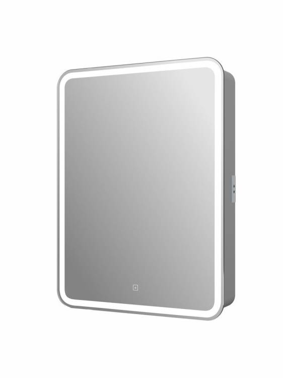 Зеркало-шкаф Art&Max Platino AM-Pla-550-800-1D-L-DS-F с подсветкой, Белое, 80x55