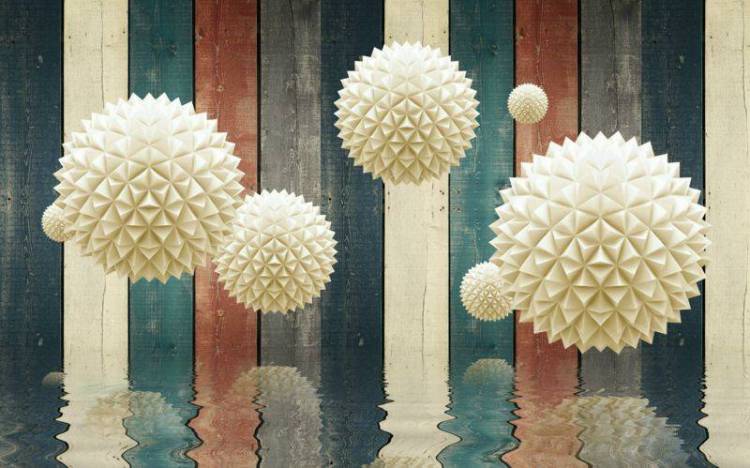 3D Фотообои Artegrafico «Колючие шары на древесном фоне» ABS-004 акварель