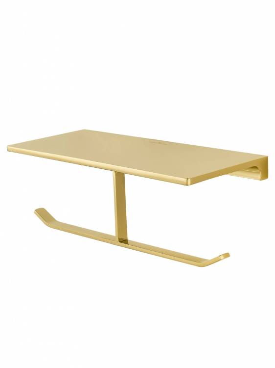 Держатель для туалетной бумаги Wonzon & Woghand WW-9156-LG двойной с полкой, глянцевое золото