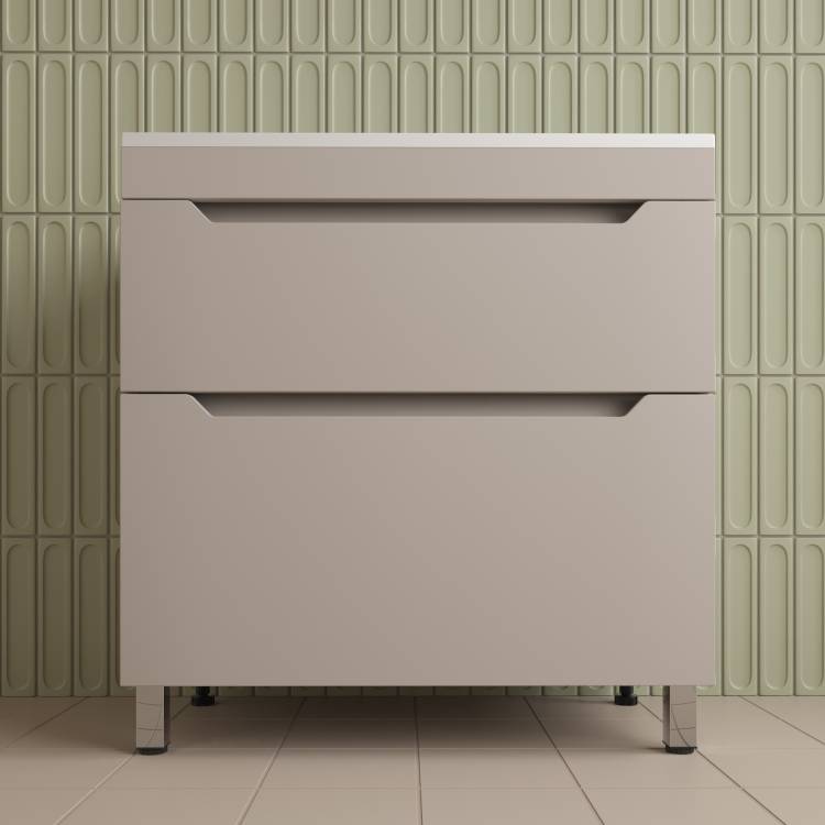 Тумба с раковиной Style Line Остин напольная, крем, раковина антрацит, 82x80x45