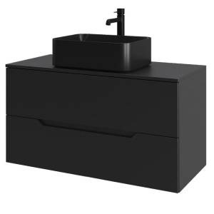 Тумба с раковиной Orange Line Li-70TubMDF+B02-460MB черный матовый, 70 см